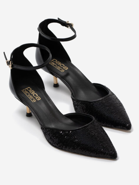 zapato salon lentejuelas negro
