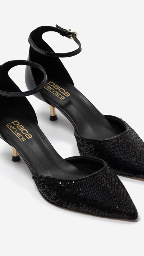 zapato salon lentejuelas negro