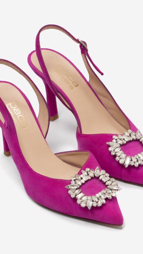 Zapato Salon Broche Strass FUCSIA