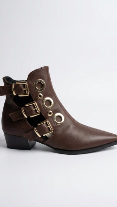 Botín hebillas marrón