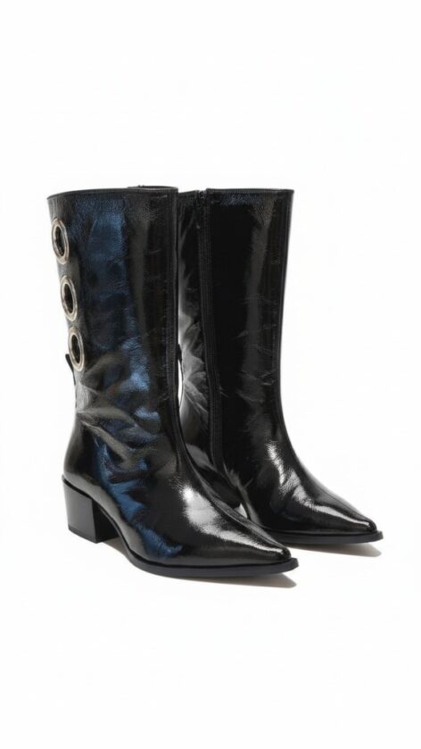 Bota media caña en charol