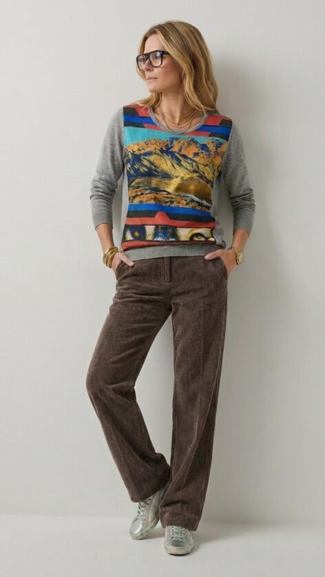 Suéter con estampado mountain view