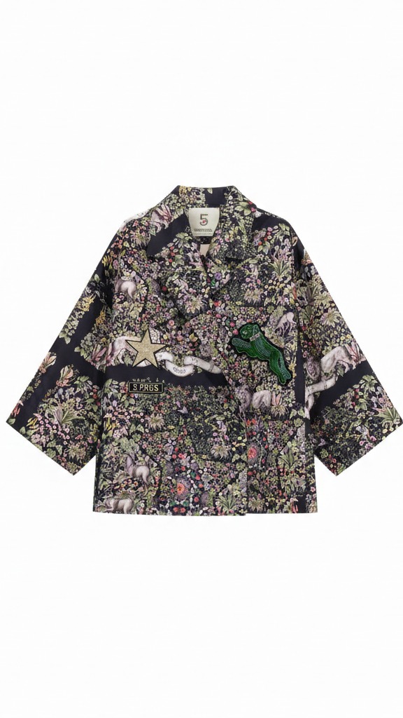 Chaqueta estampado flora en seda duchesse - Imagen 2