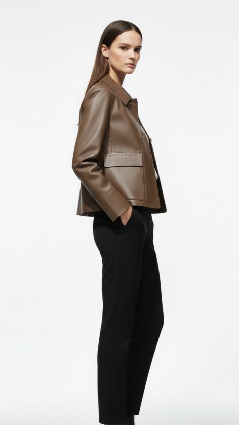 Chaqueta napa en doble faz marrón chocolate