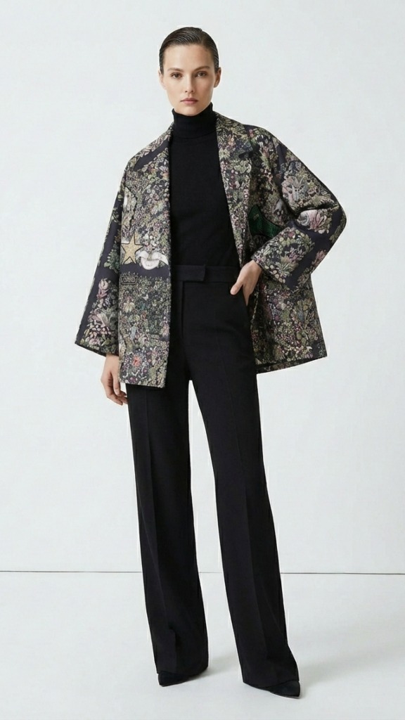 Chaqueta estampado flora en seda duchesse - Imagen 3