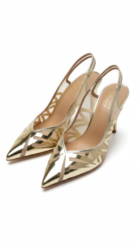 Stiletto tacón metalizado oro