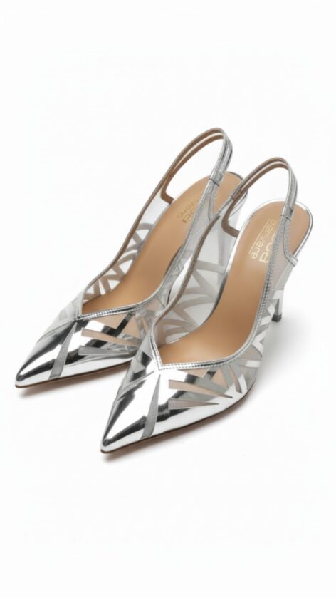Stiletto tacón metalizado plata