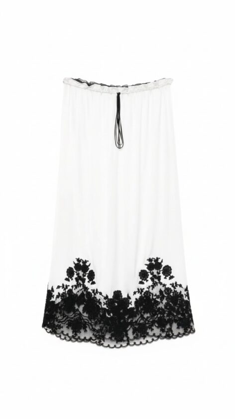 Falda seda con encaje