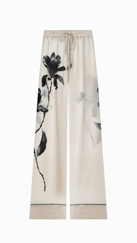 Pantalón seda estampado flor