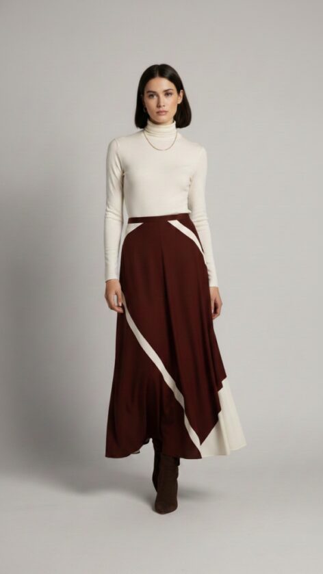 Falda capa en viscosa estampado étnico