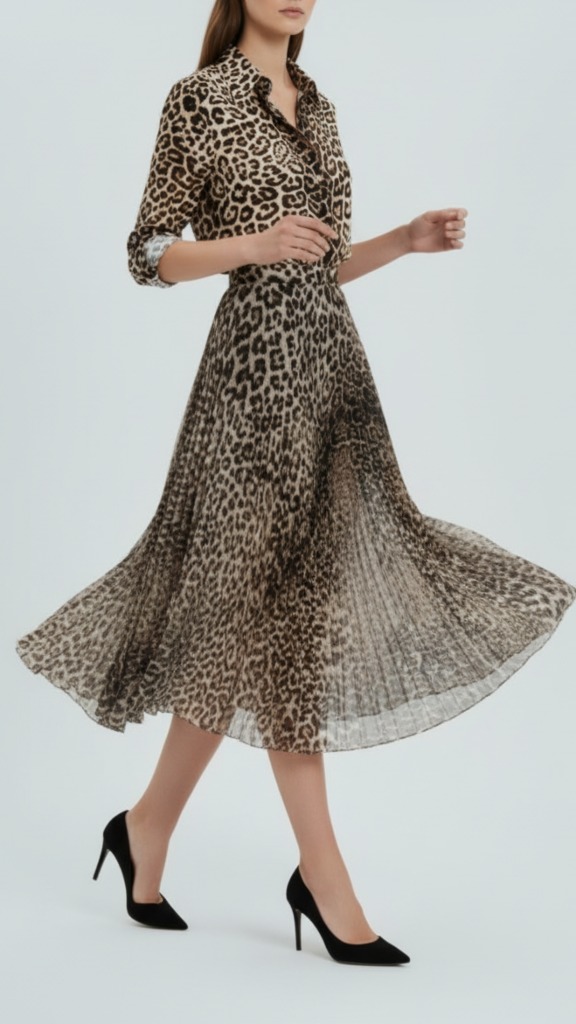 Falda animal print plisse - Imagen 2