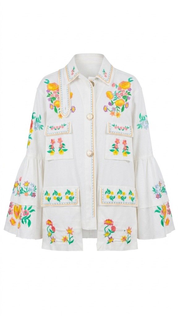 Chaqueta algodón bordada