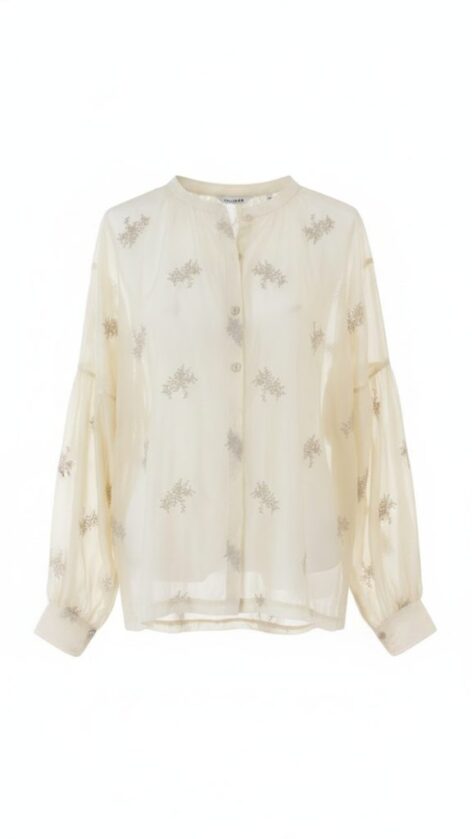 Camisa boal bordada beige