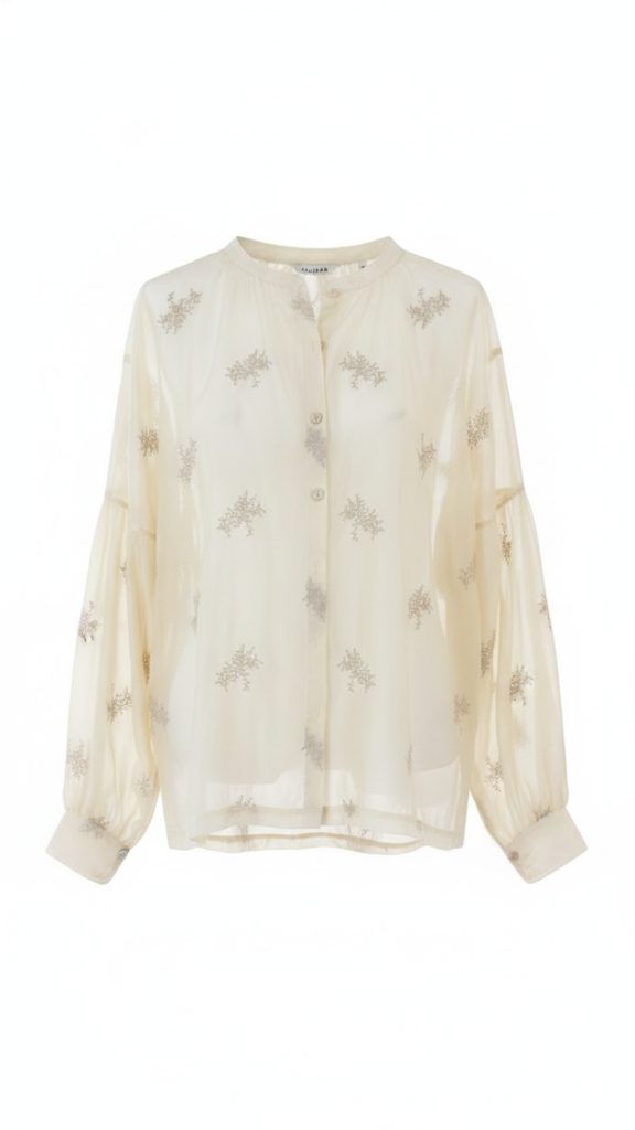 Camisa boal bordada beige