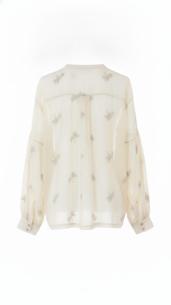 Camisa boal bordada beige - Imagen 3