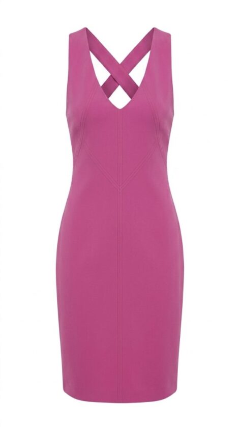 Vestido en crepe con tirantes cruzados