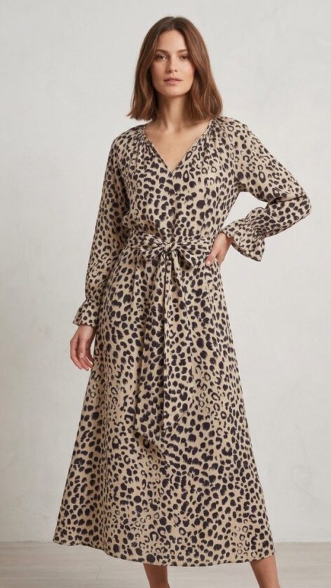 Vestido caftán seda animal print