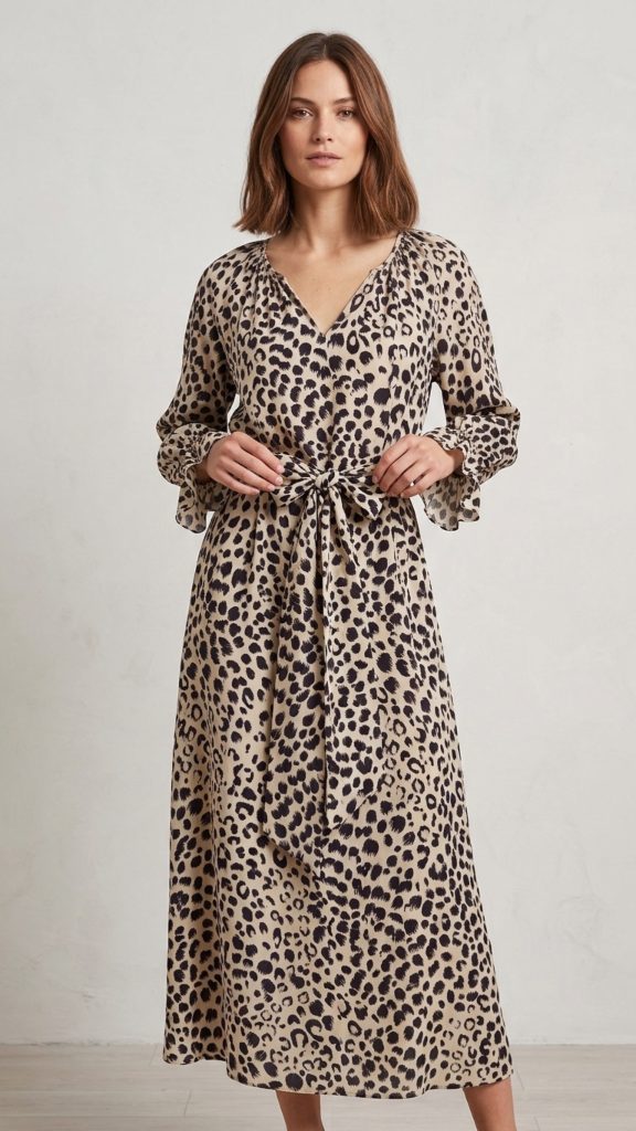 Vestido caftán seda animal print - Imagen 2