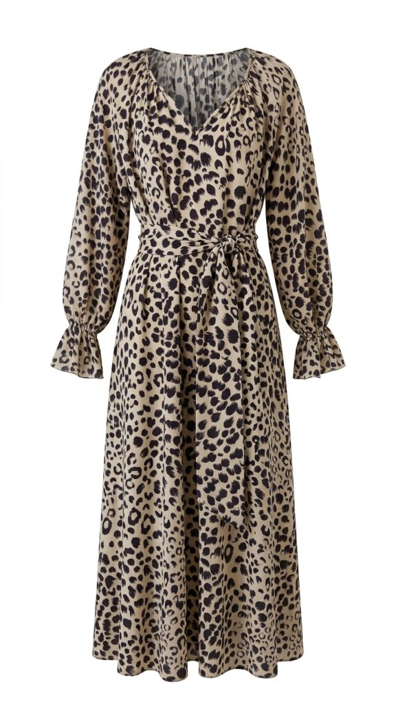 Vestido caftán seda animal print - Imagen 3