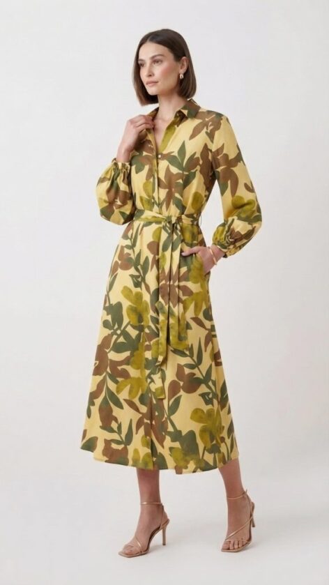 Vestido camisero flores seda