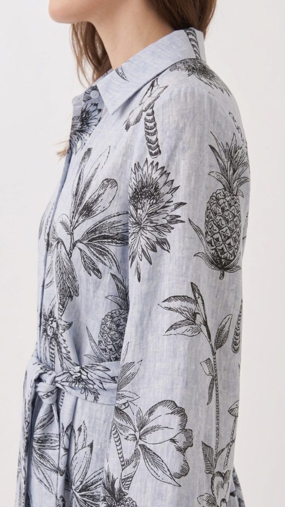 Vestido lino estampado - Imagen 3