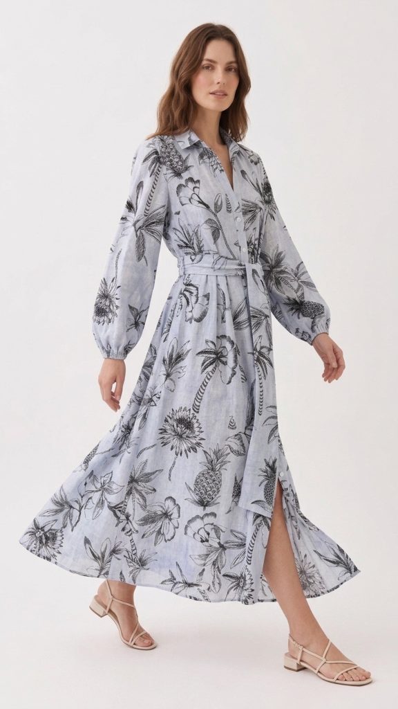 Vestido lino estampado
