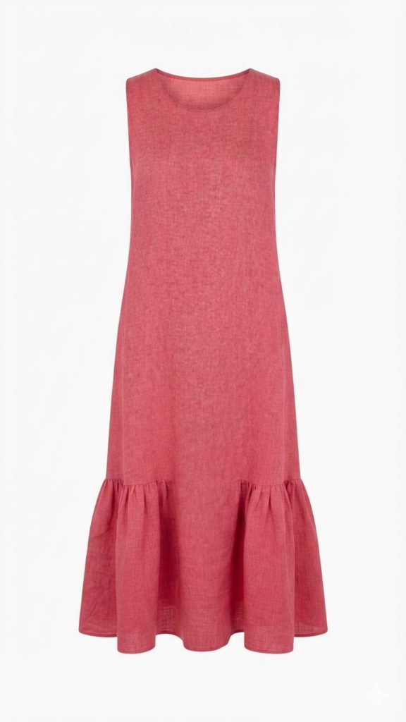 Vestido lino largo rosa - Imagen 3