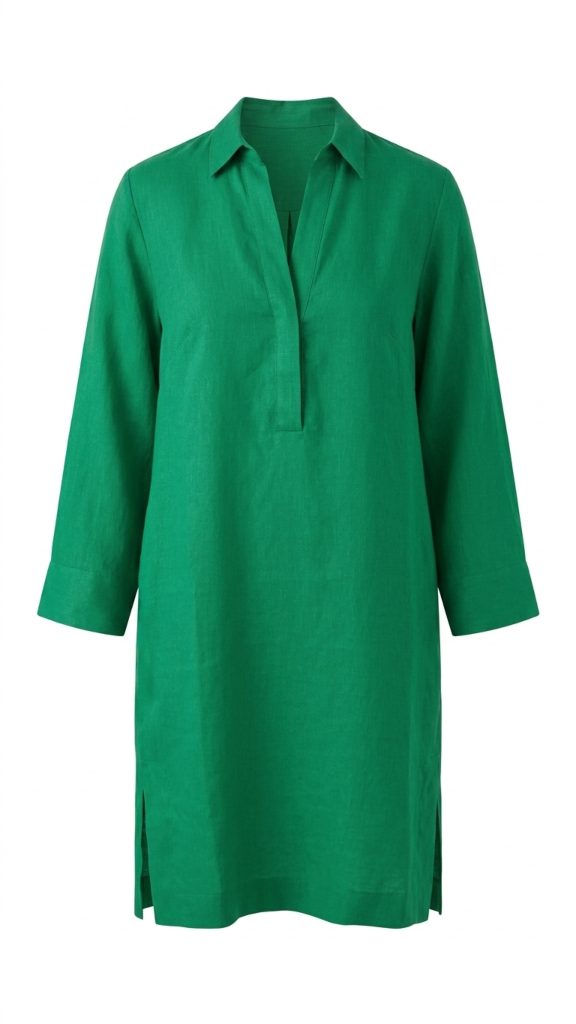 Vestido lino midi verde - Imagen 2