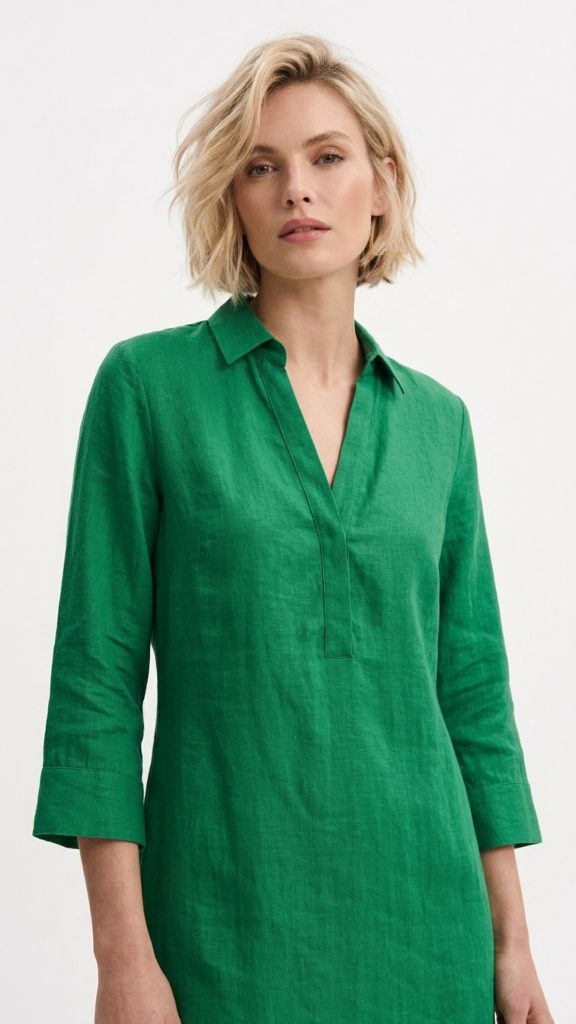 Vestido lino midi verde