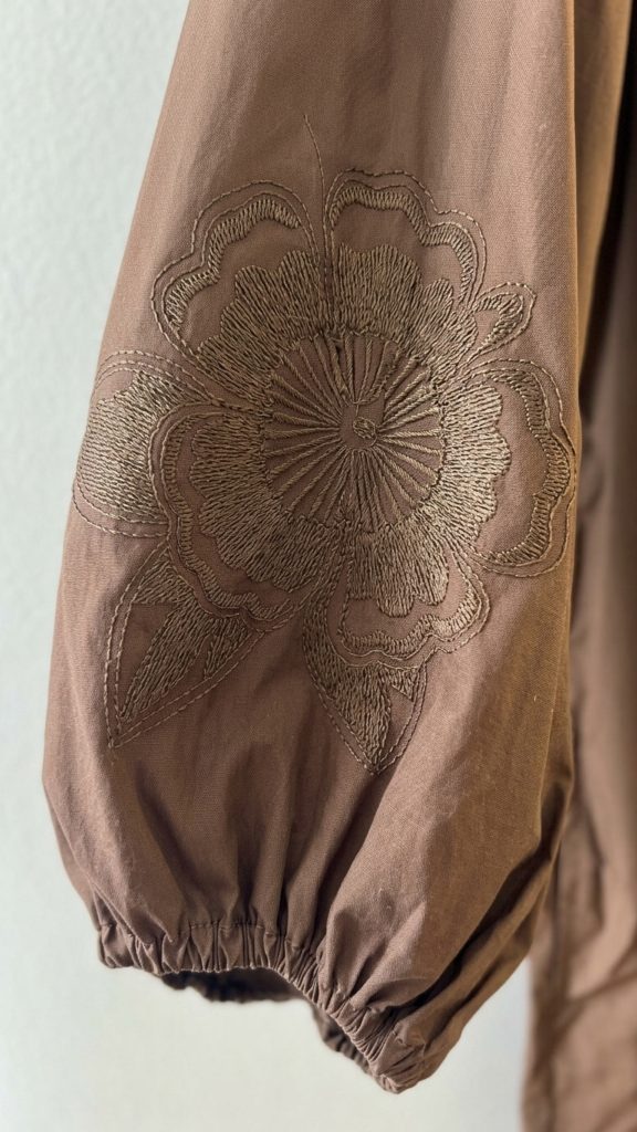 Vestido popelin manga bordada - Imagen 3