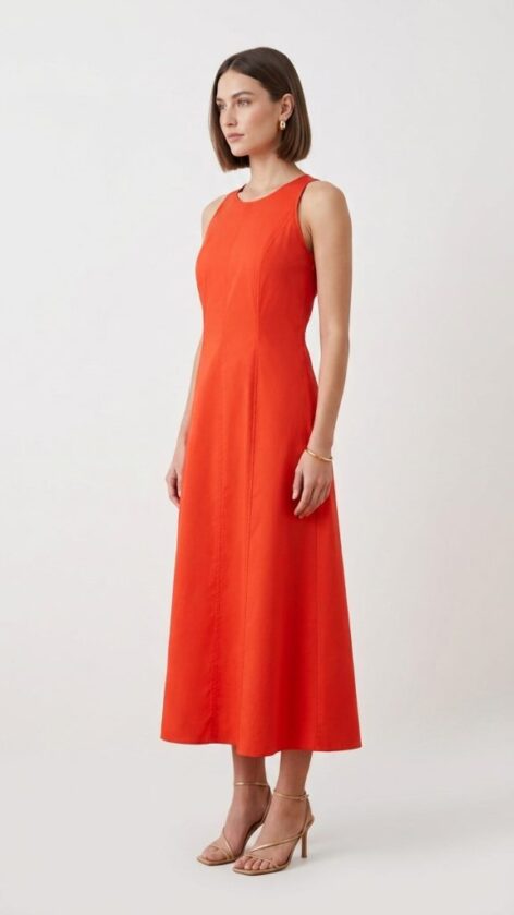 Vestido popelin naranja
