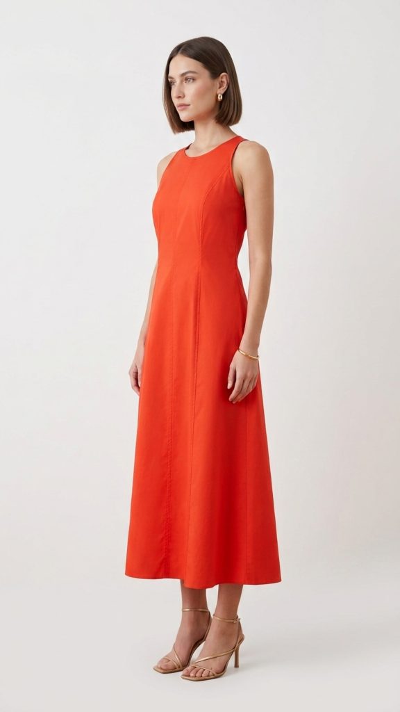 Vestido popelin naranja