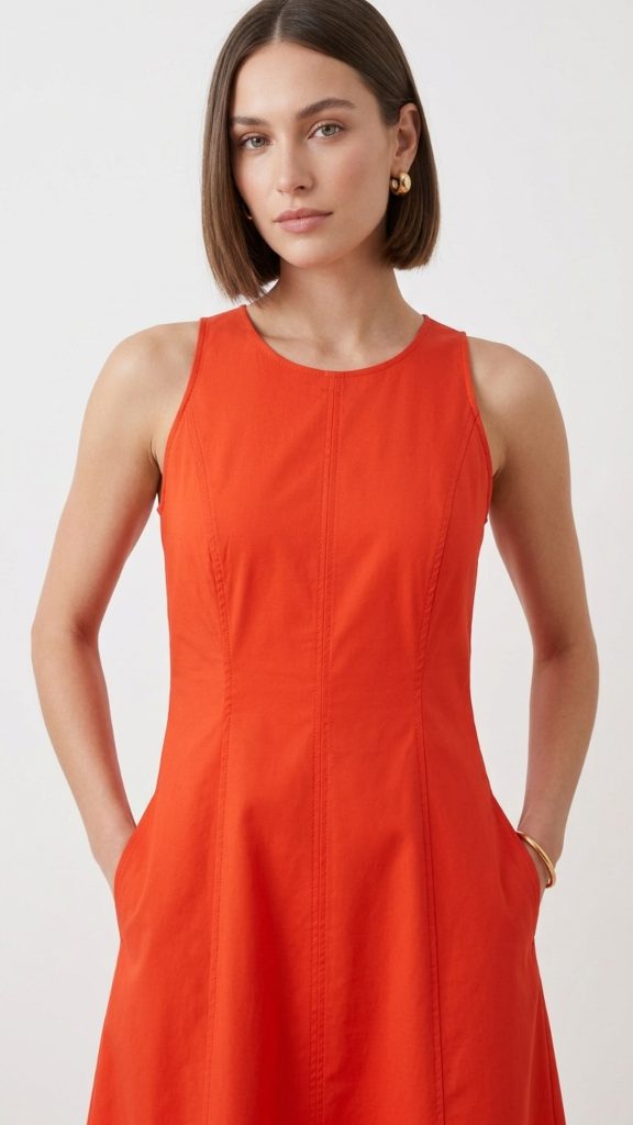 Vestido popelin naranja - Imagen 2