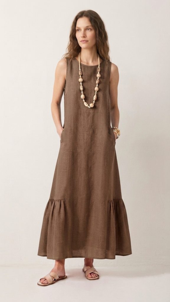Vestido sin mangas lino